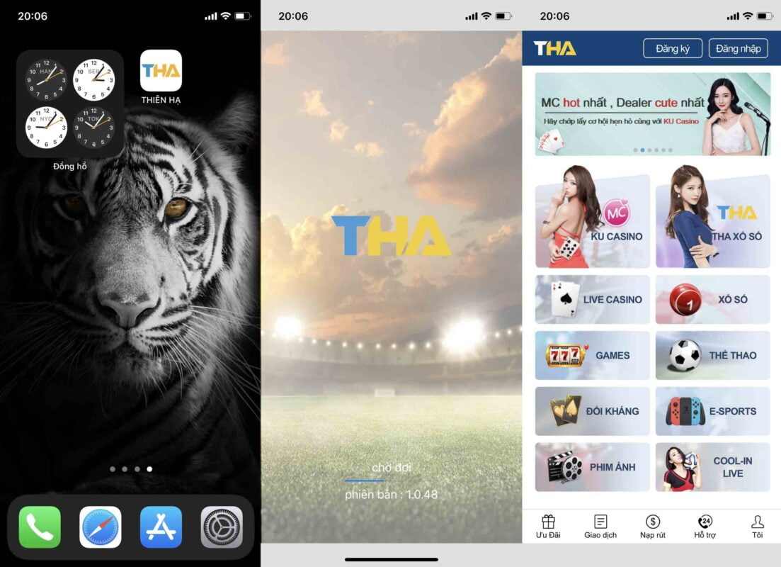 Giao diên app Thabet mới nhất