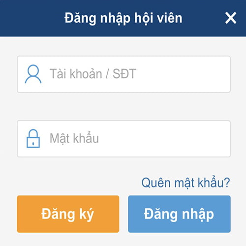 Giao diện đăng nhập thabet