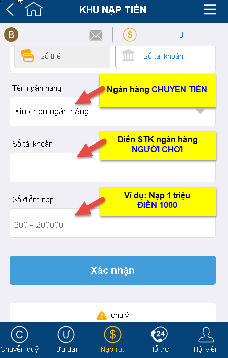 hướng dẫn nạp tiền thabet