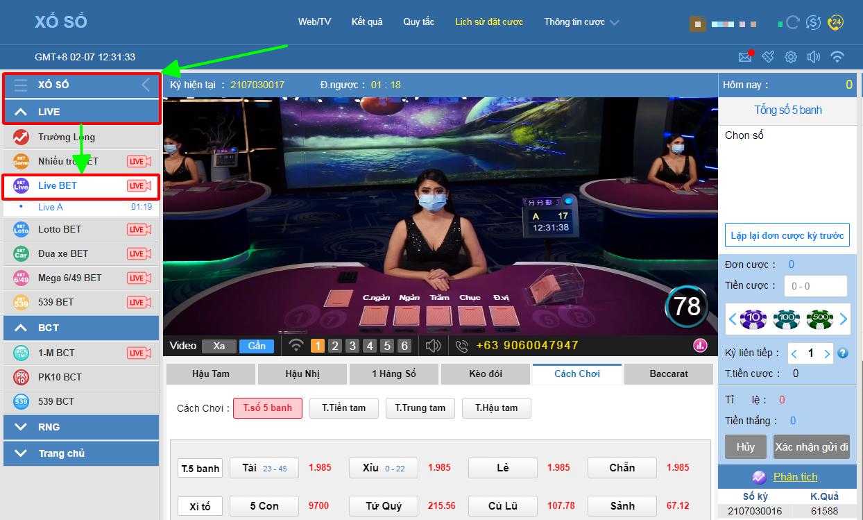 chơi live bet tại thabet