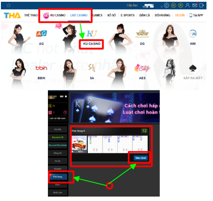 Chơi pok deng tại thabet
