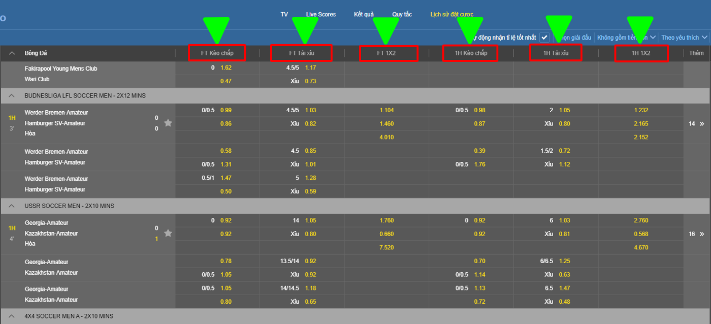 5 loại tỷ lệ odds thông dụng