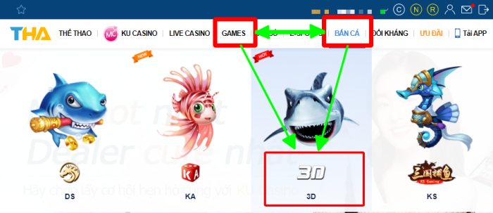 chọn game bắn cá tại nhà cái thabet
