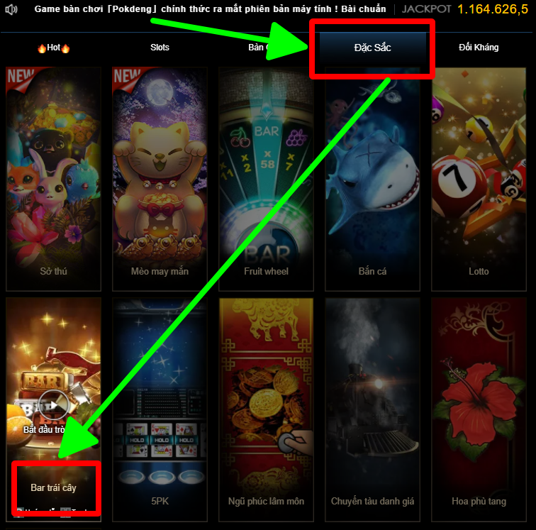 Cách vào game Bar Trái Cây